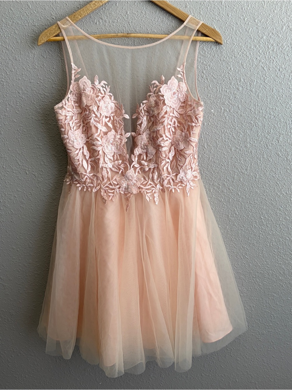 Basix Black Label Pink Floral Lace Tulle Sleeveless Cocktail Party Dress 4/6